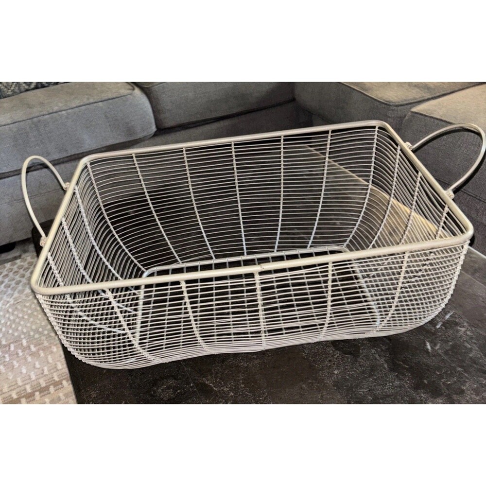 Massive Vintage Style Rectangular Metal Wire Basket